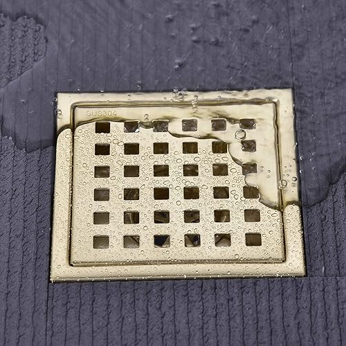 Miniatura 7 de Glorisey Desagüe de ducha cuadrado de 4 pulgadas con rejilla de rejilla de cubierta extraíble, azulejos de acero inoxidable SUS 304 en desagüe de