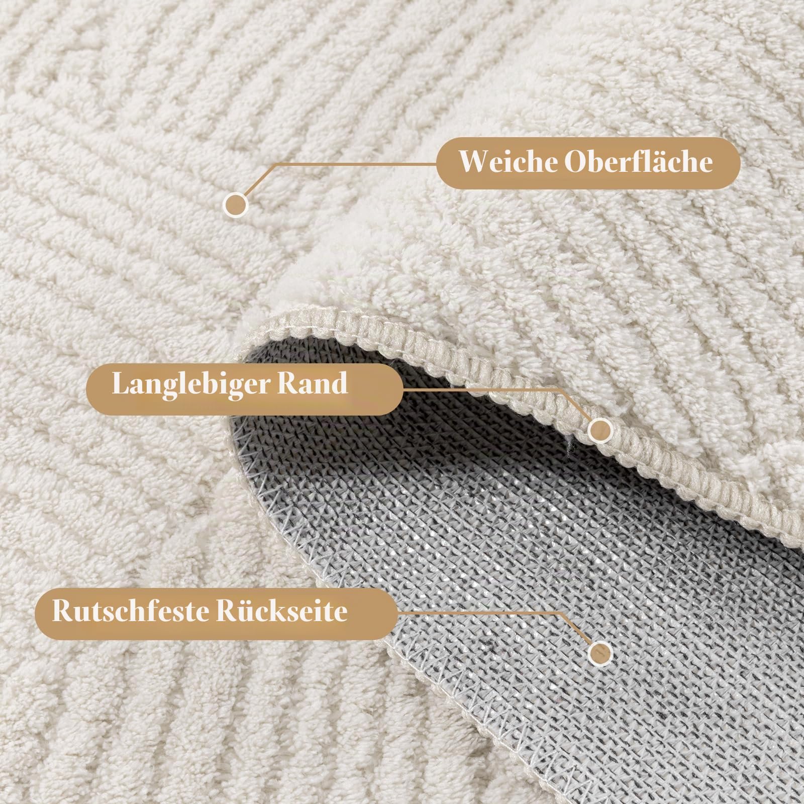 Enyhom Teppich Wohnzimmer Beige 200 x 300 cm Kurzflor Waschbarer Küchenteppich Moderner Wohnzimmerteppich Pflegeleicht Teppiche für Schlafzimmer Esszimmer