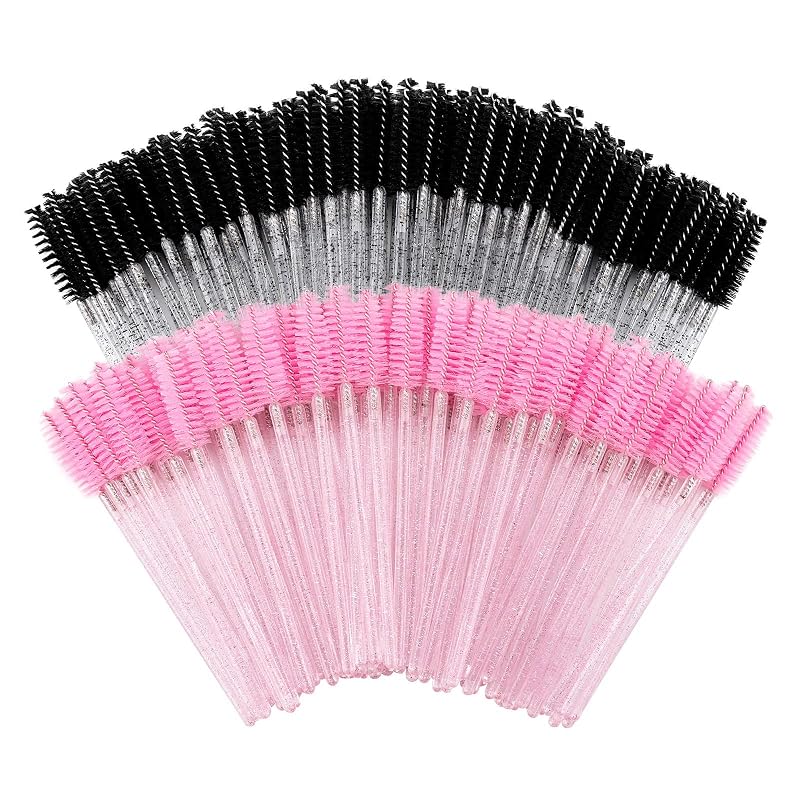 Tbestmax 200 escovinhas descartáveis para máscara de cílios e sobrancelhas, nas cores rosa e preta