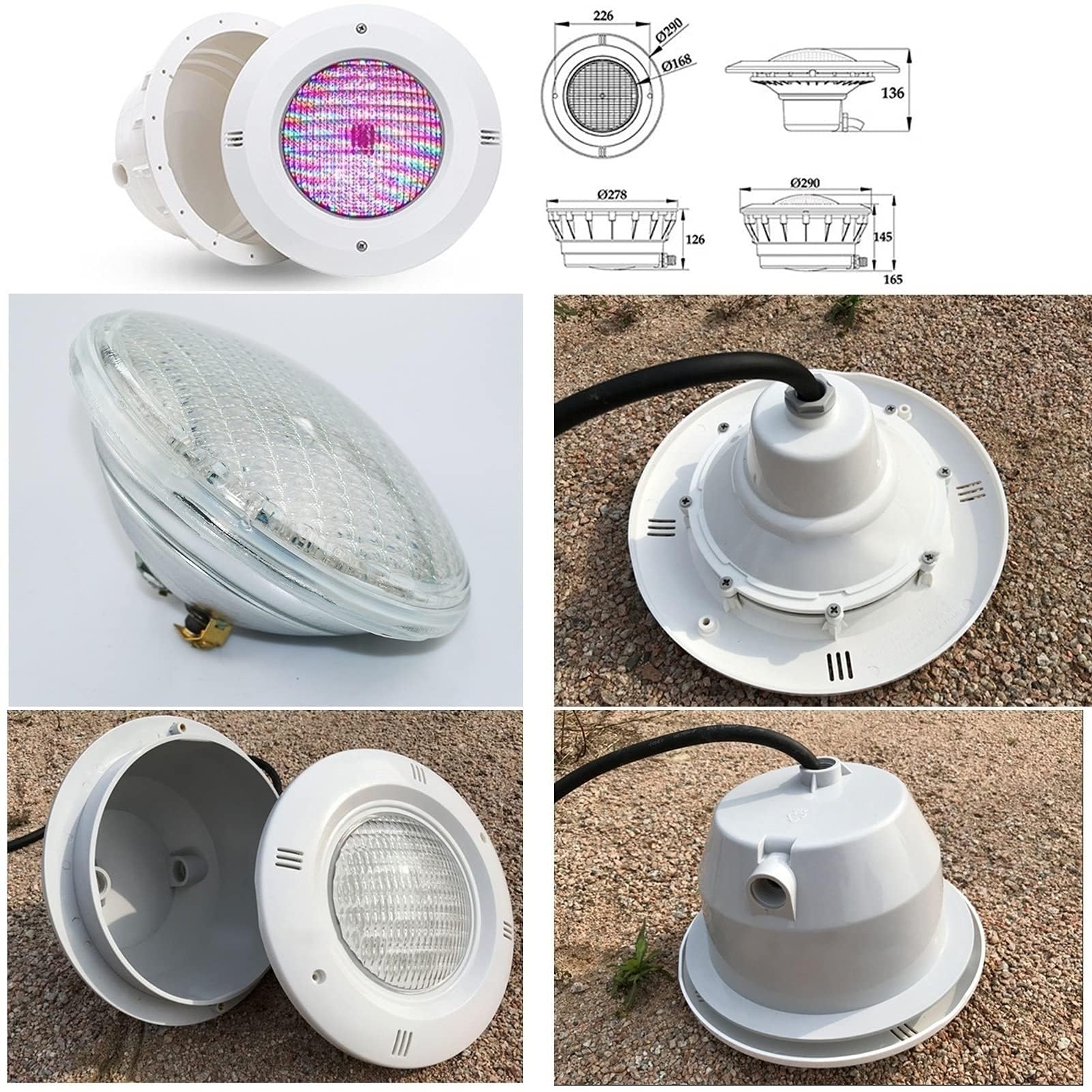 Foco Piscina - Foco LED Subacuático, con nicho ABS Luz subacuática impermeable 12V IP68, reemplazo LED Par56 para luz subacuática halógena, iluminación subacuática LED/para piscina de vinilo ( Color :