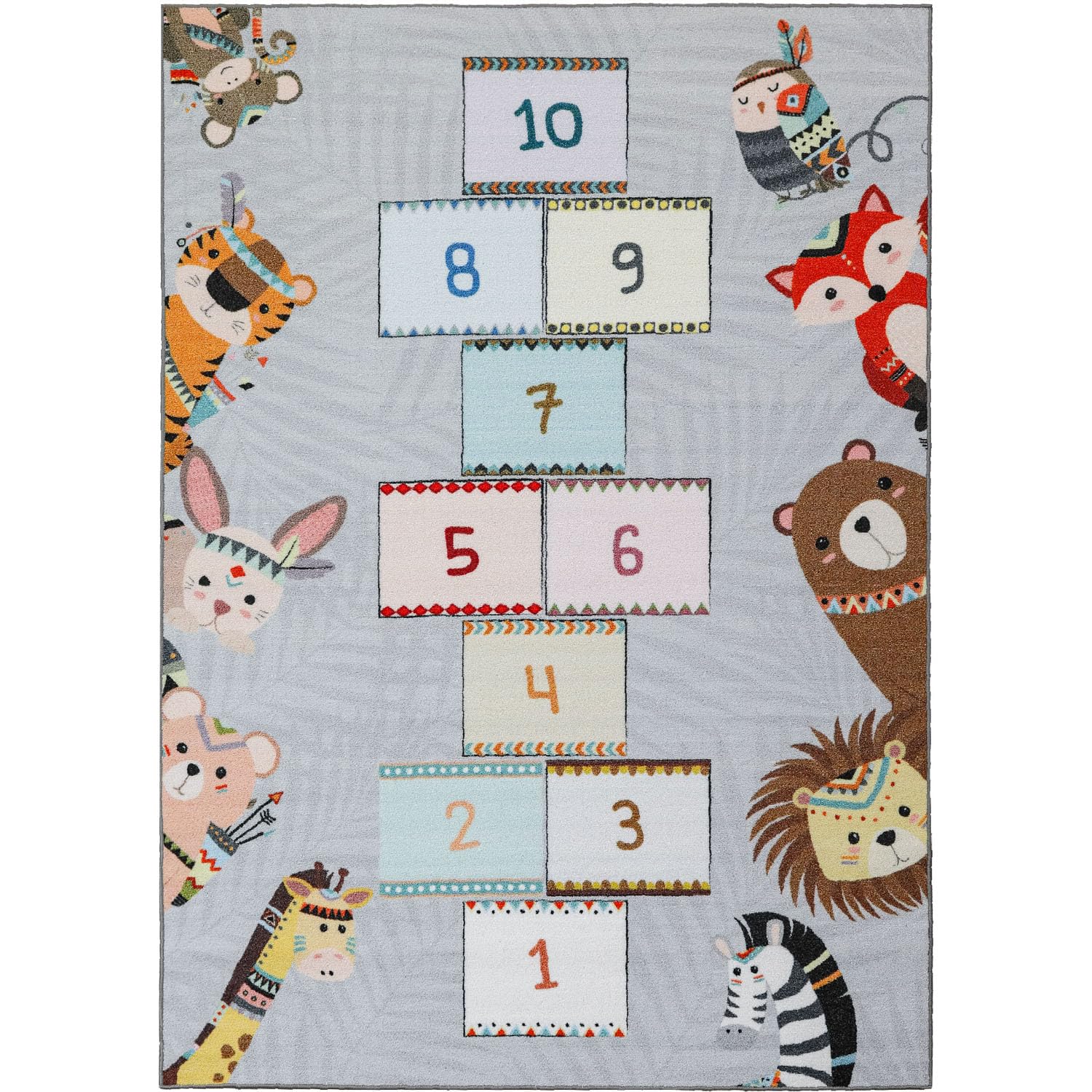 SIMPEX Tapis pour Enfants Jeu de Marelle, Gris, 80 x 120 cm, Chambre d'Enfant