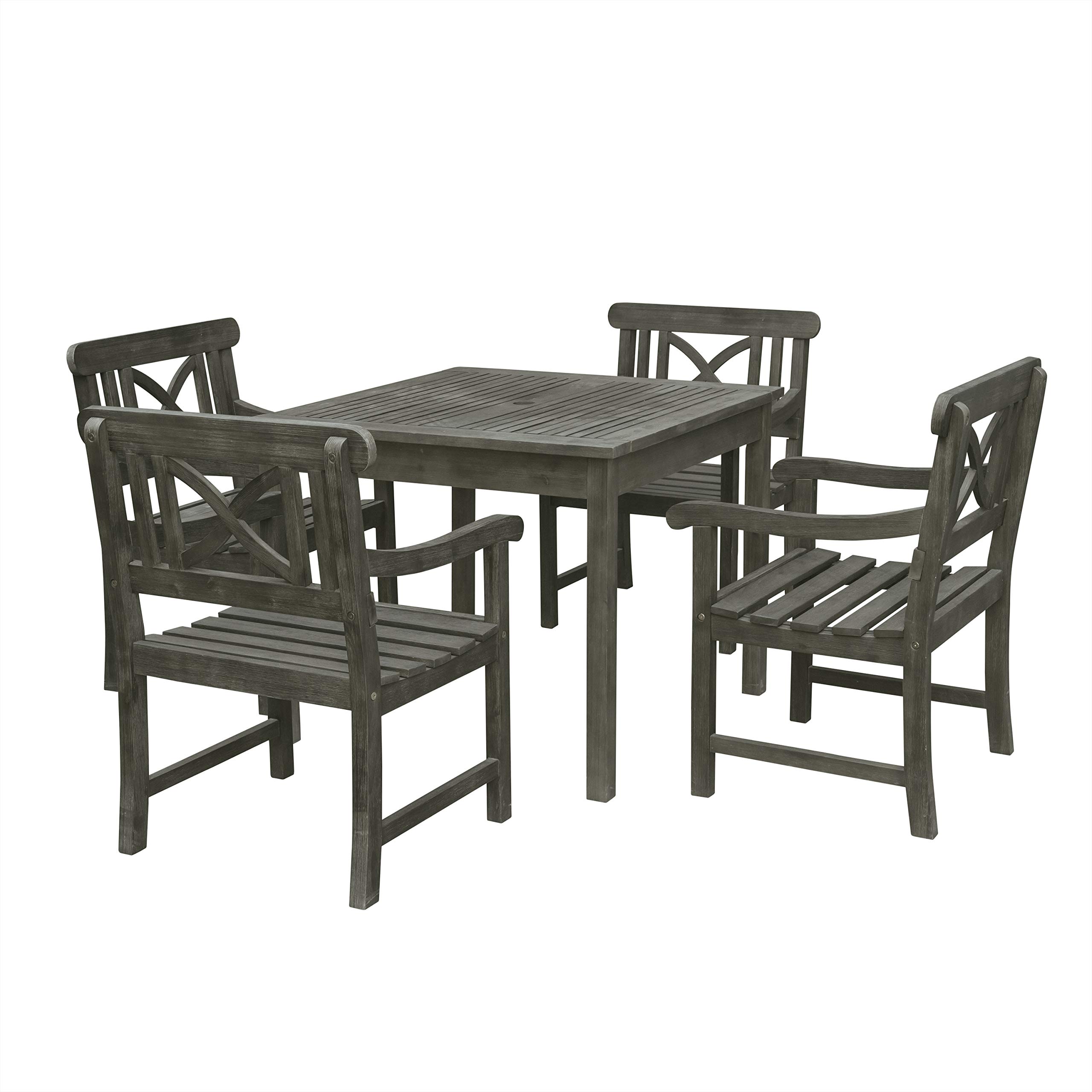 Vifah Renaissance 5-Pc Outdoor Stacking Table Dining Set