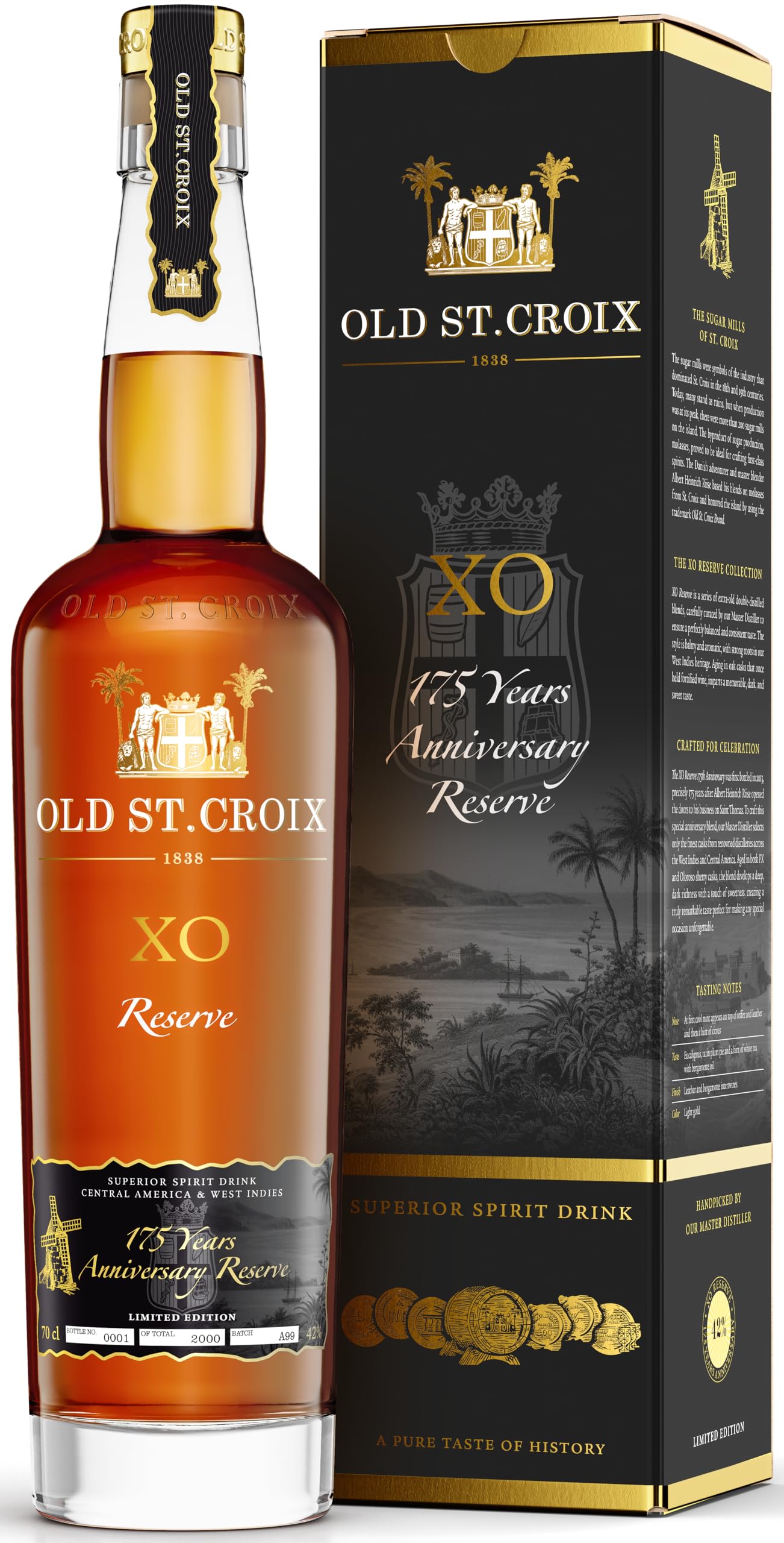 Old St. Croix | XO 175th Anniversary | Premium Spirituose auf Rumbasis | Karibik | Lieblich, Fruchtig | 700 ml | 42% Vol.