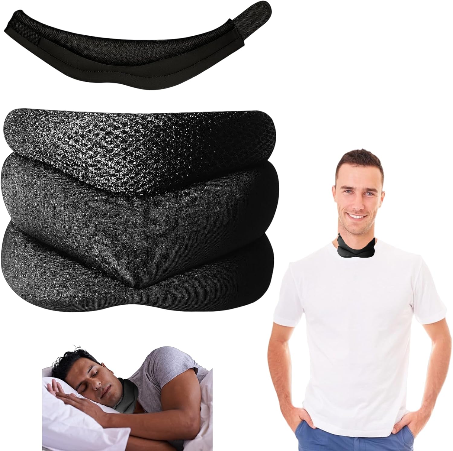 Neck Support for Snoring, Neck Brace for Sleeping, Comfortable Neck Support for Sleep Apnea, Nighttime Snoring Relief and Travel Comfort