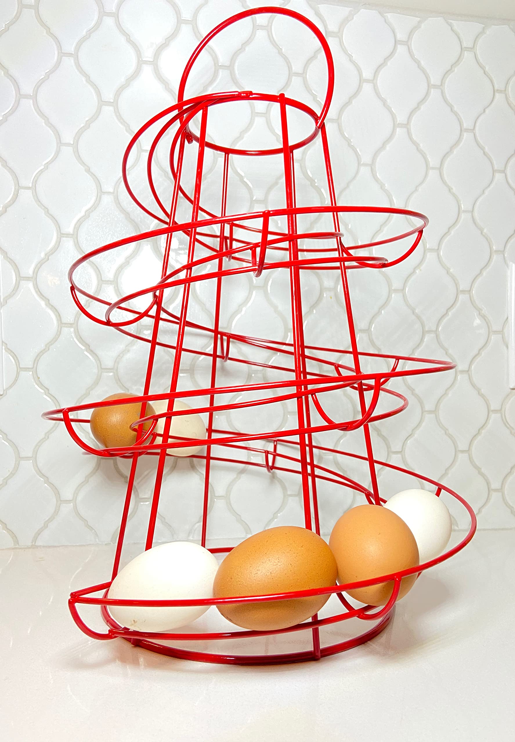 Revolving Egg Rack Rotating Spiral Egg Dispenser Rack With Collecting Basket Rotating ...