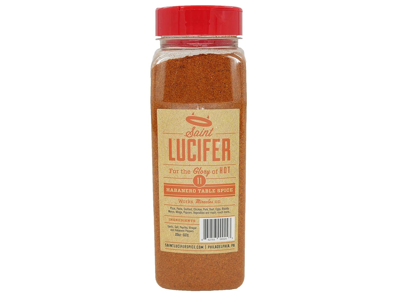 Saint Lucifer Spice Co, Habanero Table Spice, number 11, 20 ounce bulk, Made In The USA, Gluten Free, Sugar Free, Vegan, Vegetarian