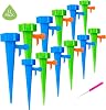 Automatic Watering Device Adjustable Plant Waterer Self Watering Spikes with Slow Release Control Valve Switch Bottle Drip Irrigation System for Garden Home Indoor Outdoor Mixed Color 12Pcs