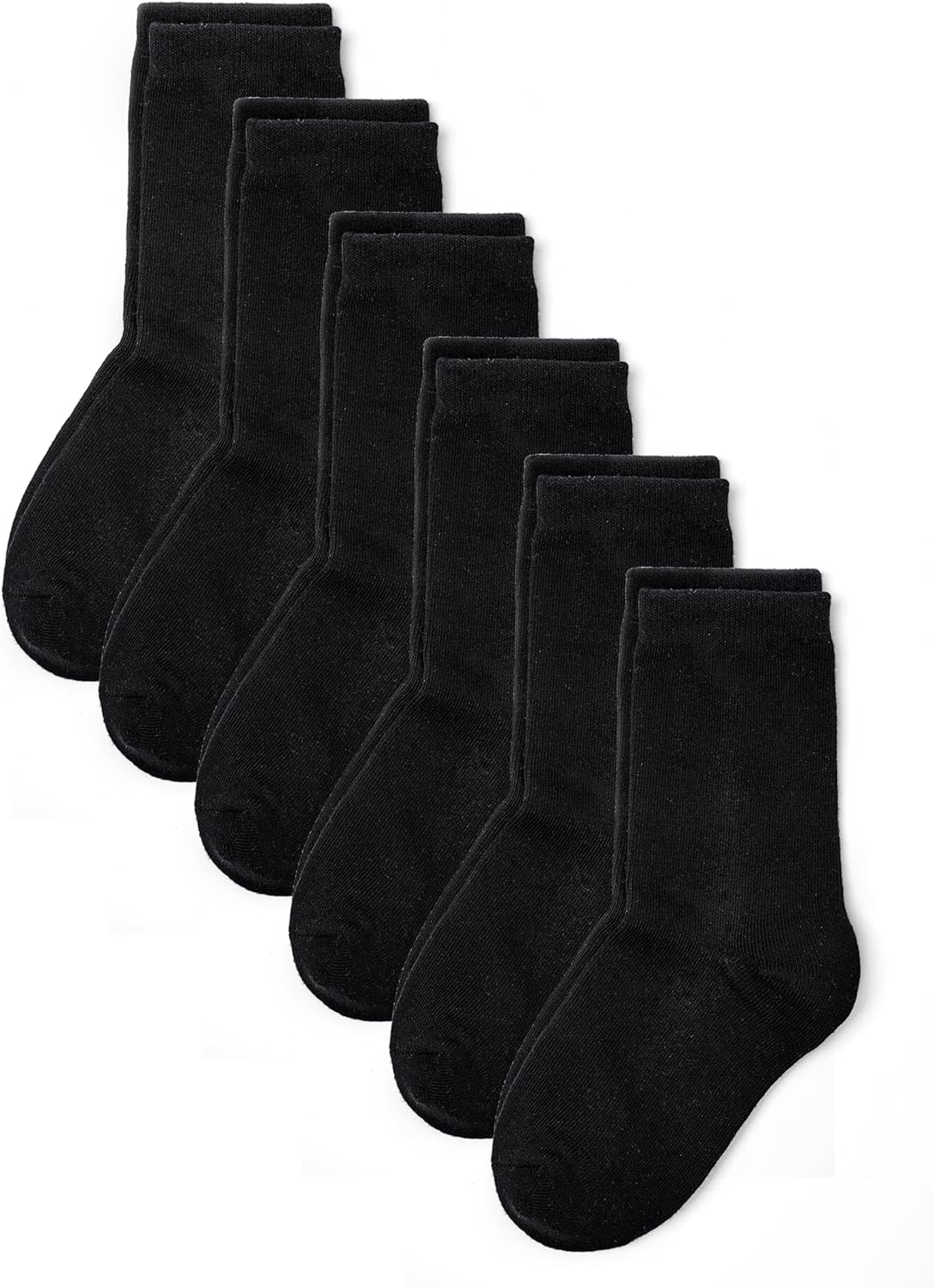 6 Pairs Kids Cotton Crew Socks for Uniform School Athletic Daily Dress Unisex Youth Boys Girls