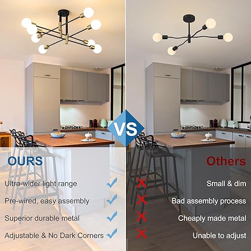 Miniatura 8 de Sputnik Candelabro de mediados de siglo moderno E26 LED colgante de iluminación Edison 468 luces lámpara de techo lámpara de luz negra para sala de