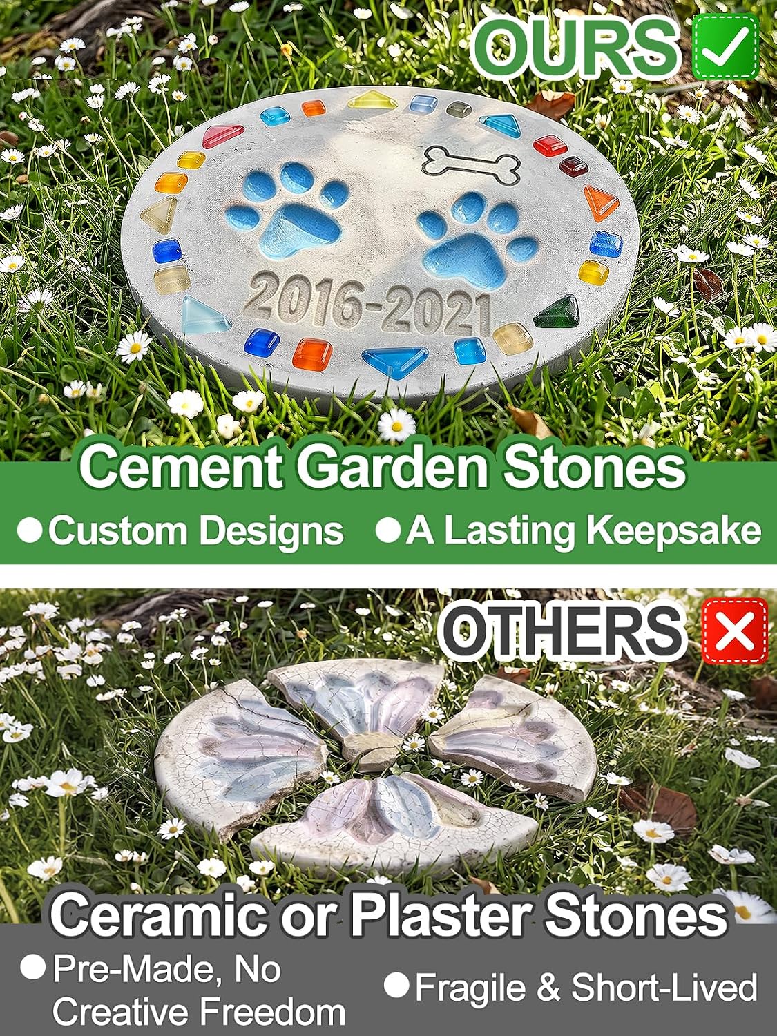 3 Set 8.5in Paint Your Own Stepping Garden Stones Kit for Kids Family Gifts