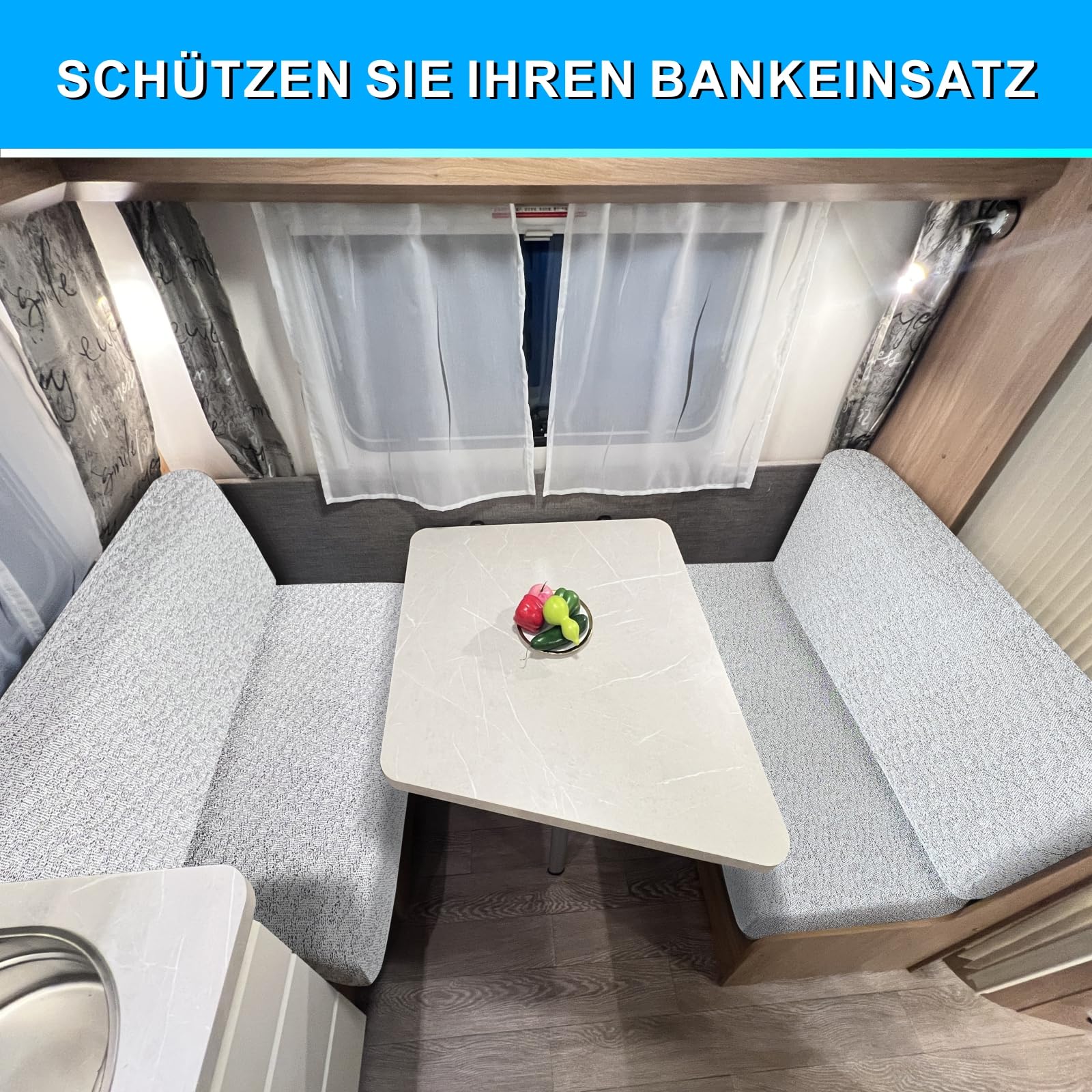 Dulepax Copricuscini da pranzo per camper, federe di ricambio per cuscino per camper, con 1 federa per schienale e 1 rivestimento per panca, colore grigio ghiaccio S