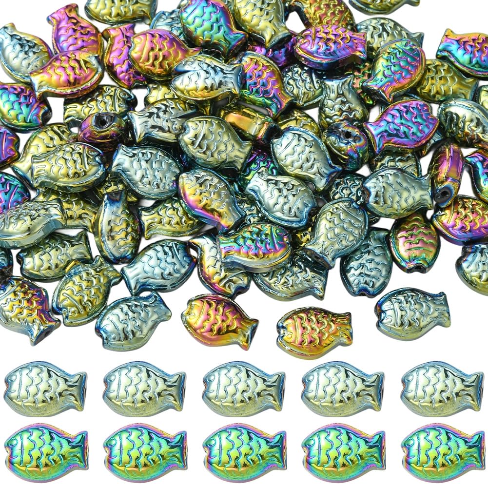 Perles poisson bleu pour fabrication de bijoux d'été et matériel de loisirs créatifs marins