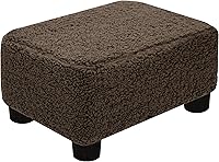 CAROLMADE Small Footstool Ottoman with Legs - Soft Brown Sherpa Foot Rest Under Desk for Office, Bedroom, Living Room
