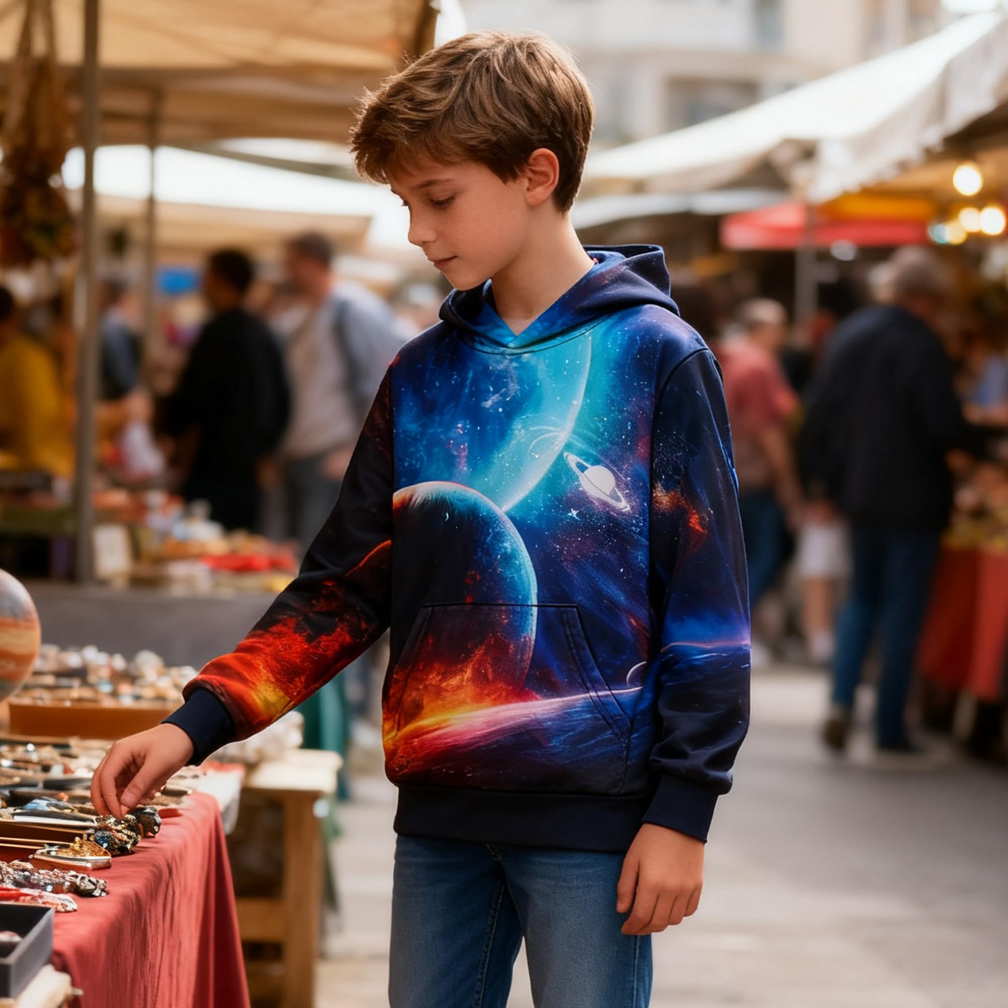 Kids4ever Dziecięca bluza z kapturem 3D, zabawny nadruk, sweter z kapturem, długi rękaw, bluza z kapturem, dla chłopców i dziewczynek, z kieszenią, wiek 6-16 lat