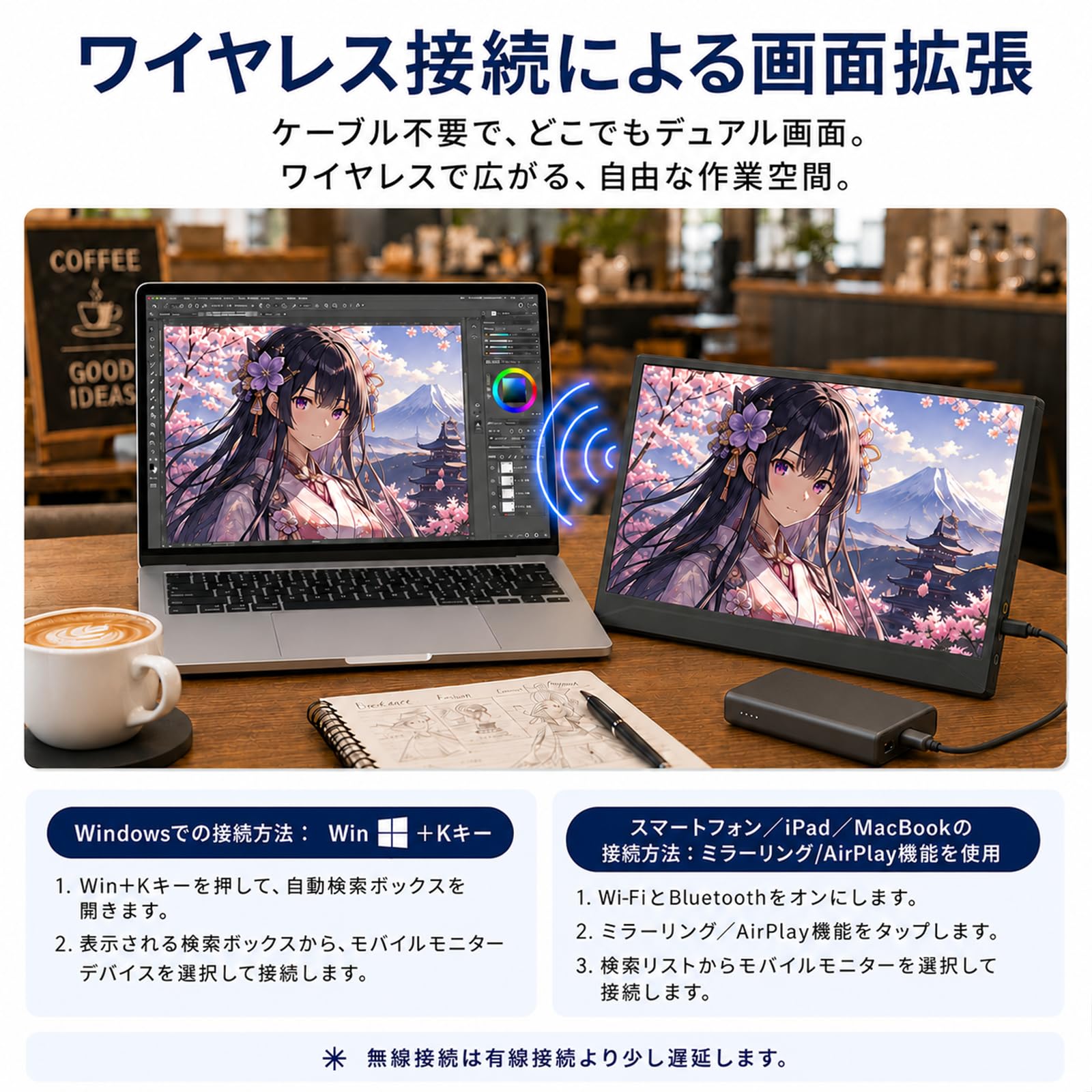 Amazon.co.jp: XUNDEFINED ワイヤレス モバイルモニター 15.6インチ