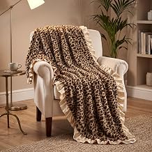 Cheetah Print Faux Fur Throw Blanket Leopard Ruffle Print Bed Blanket