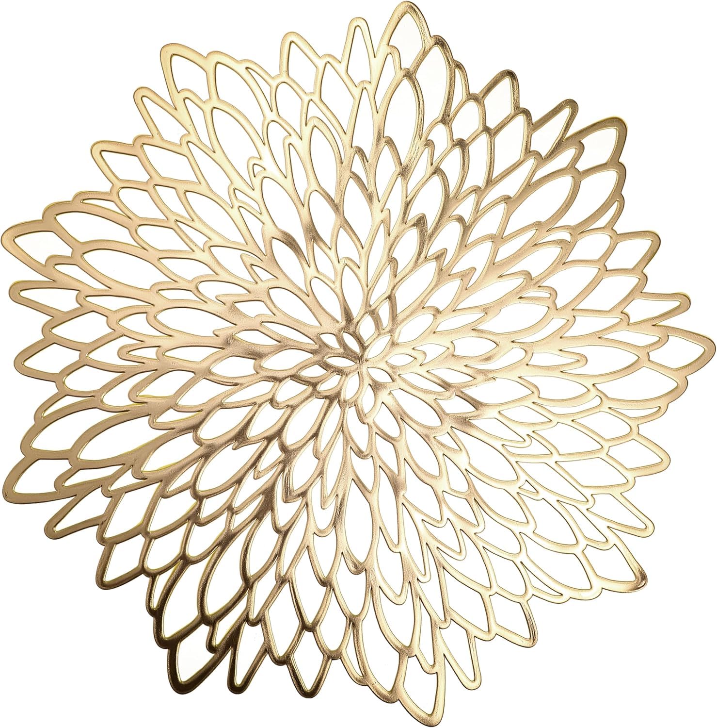 Curated Cart Placemats Set of 2 Dining Table Place Mats | Placemats Table Mat PVC Material | Non-Slip Heat Resistant | Dining Tablemates Washable Anti-Skid | Flower1 Gold - Pack of 2-image-34