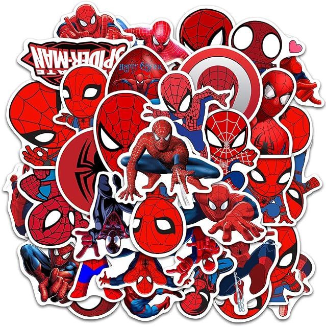 35 Pcs Spider-Man Stickers for Kids,Superhero Stickers for Water Bottle, MacBook, Car, Bumper, Luggage, Laptop, Phone, Skateboard Vinyl Stickers, Waterproof, Aesthetic, Trendy Stickers for Teens