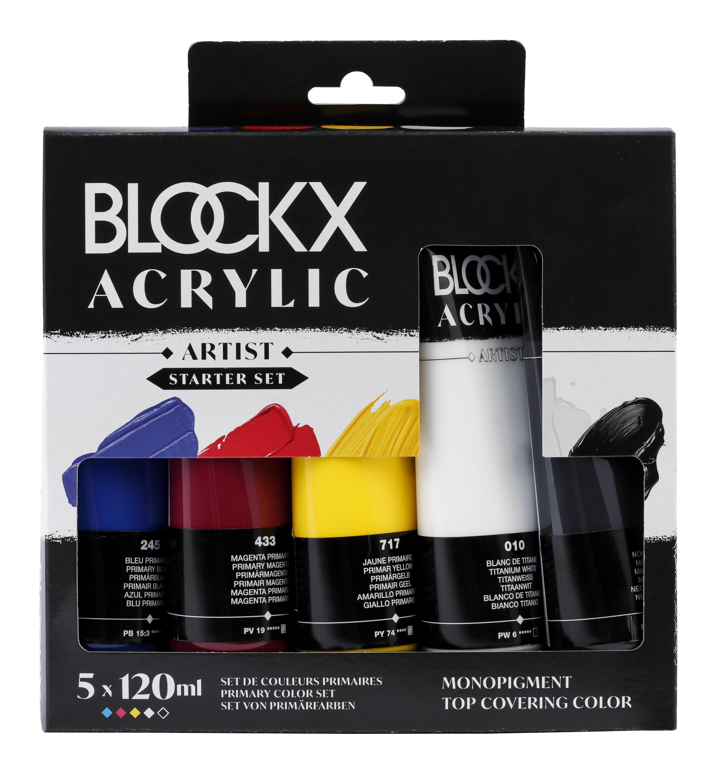 Blockx 65120BXC Acrylique Fine Set de 5 x 120ml de couleurs primaires pour artistes