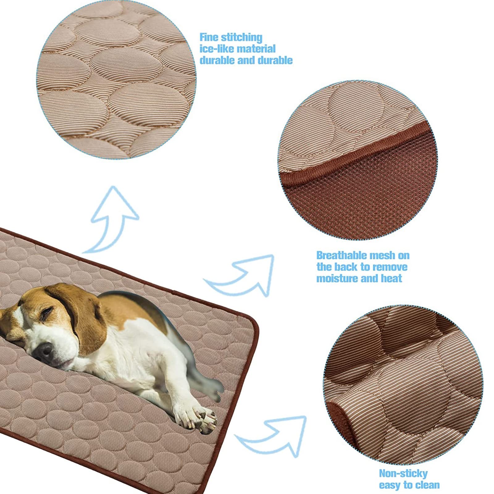 Manta refrescante portátil y Lavable for jaulas de Perros,Camas para Perros(Brown,XL)