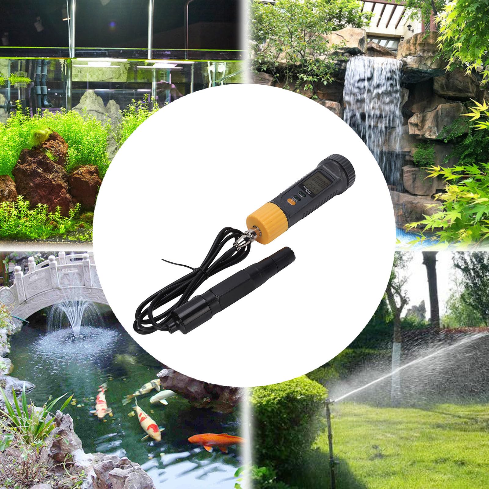 TOPINCN Misurazione di Ossigeno Disciolta Digitale Portatile Portatile Elettrodo Kit di Test di Ossigeno Disciolto per Stagno di Pesce D'acqua per Acquario per Stagno
