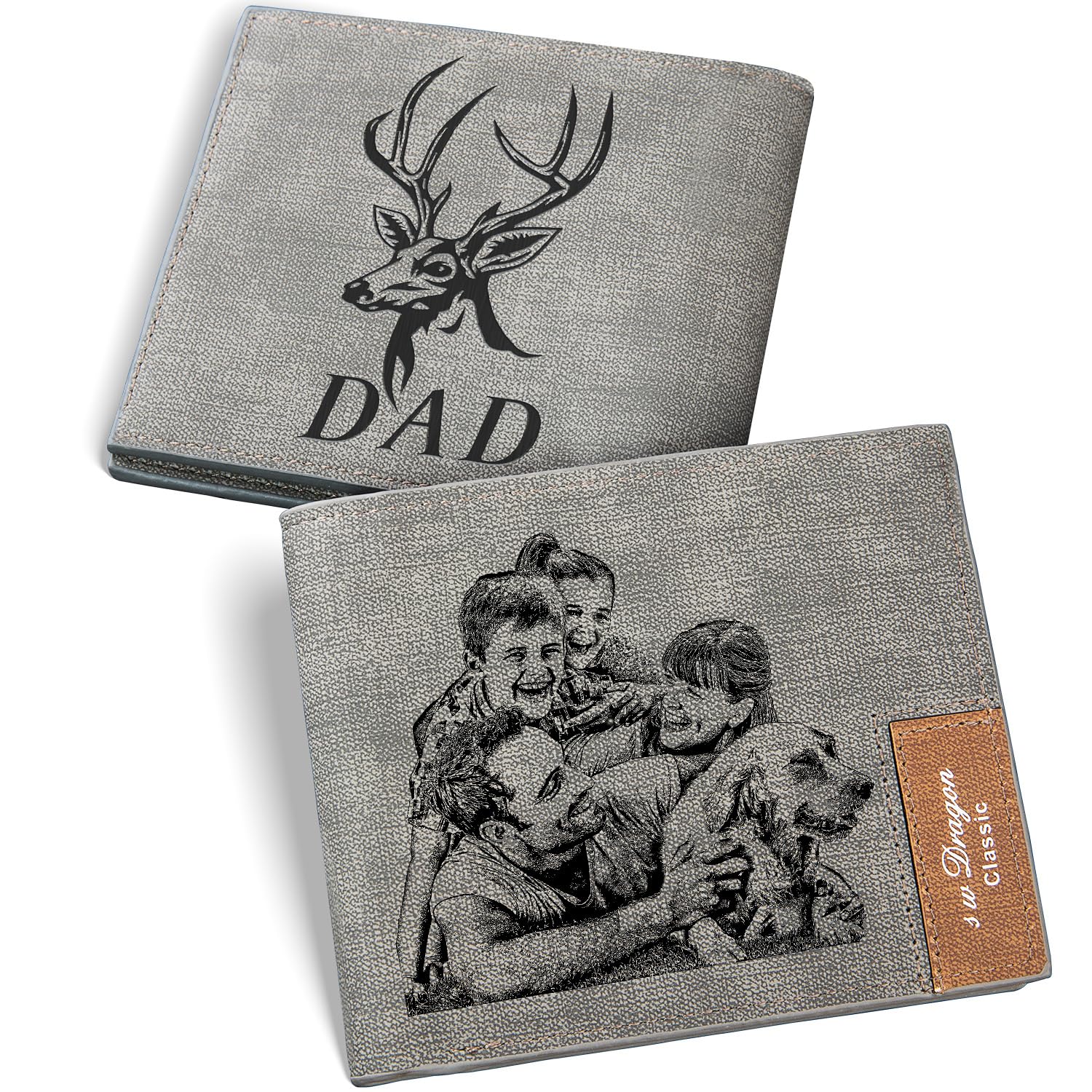 awofer Custom Wallets for Men Engraved Photo Wallets Personalized Wallet for Men Personalized Gifts for Husband Dad Son Grandpa
