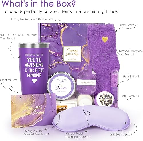 Miniatura 2 de Regalos de cumpleaños para mujeres, 9 piezas, ideas únicas, juego de cesta de regalo relajante para su amistad, mamá, hermana, mejor amiga, esposa,