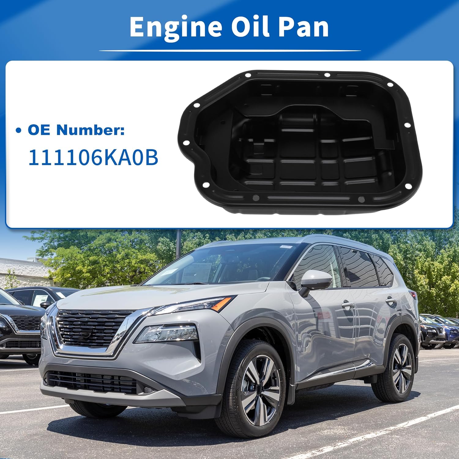 Engine Oil Pan Sump with Drain Plug for Nissan Pathfinder 2017-2020 Engine Oil Gasket for Infiniti QX60 2017-2020 Transmission Oil Pan Cover No.111106KA0B Iron