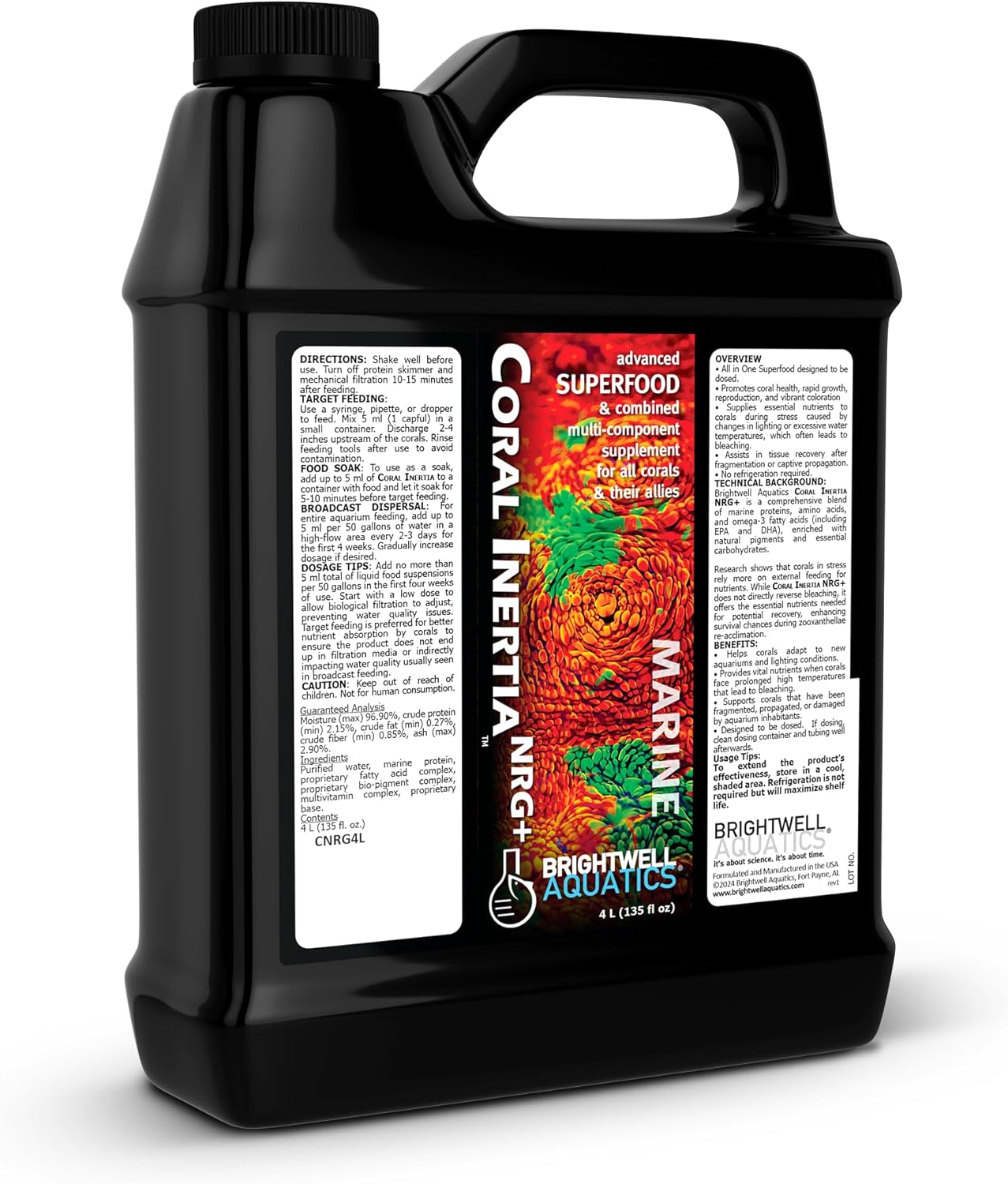 Brightwell Aquatics Coral Inertia NRG+ - All in One Coral Super Food and Multi Nutrient Supplement for All Corals and Their Allies - Aquarium Water Treatments, 500 ml