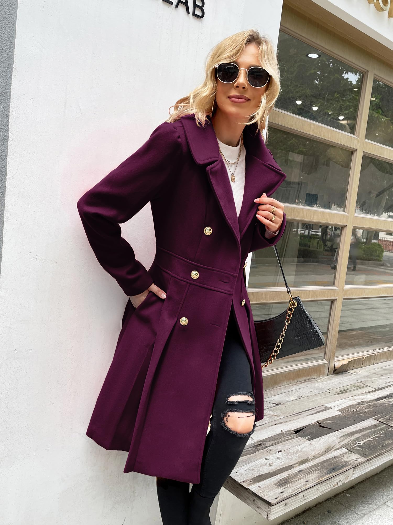 GRACE KARIN Femme Elégant Coat Manches Longues au Genou Manteau d'hiver à Revers A-line Chaud en Hiver
