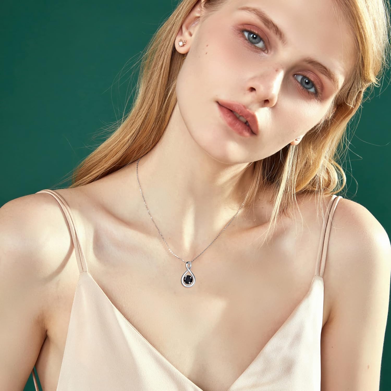 FANCIME Birthstone Necklaces for Women Fine Jewelry Sterling Silver Dainty Infinity Pendant Anniversary Birthday Valentines Day Gifts for Her Wife Mom Lady Daughter, Chain 16"+2" Extend - Image 4