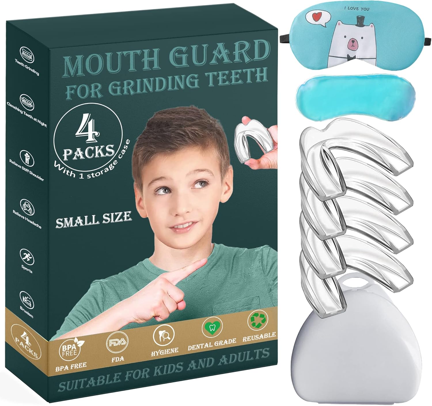 Kids Night Guard for Teeth Grinding, Small Size, 4 Pack