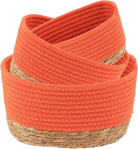 Cestas de almacenamiento clásicas de algodón apilables para estantes, juego de 3, ideales como canasta de pañales, canasta de juguetes para perros,