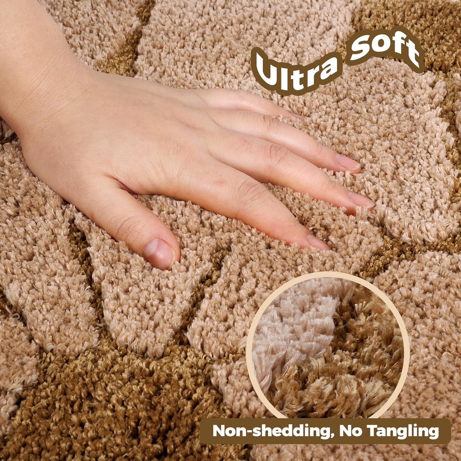 Floral Bathroom Rug 44''X24'', Nature Inspired Soft and Absorbent Shaggy Bath Mat, Machine Washable Non Slip Bath Carpet for Bathroom Floor, Tub and Shower, Home Decor, Beige