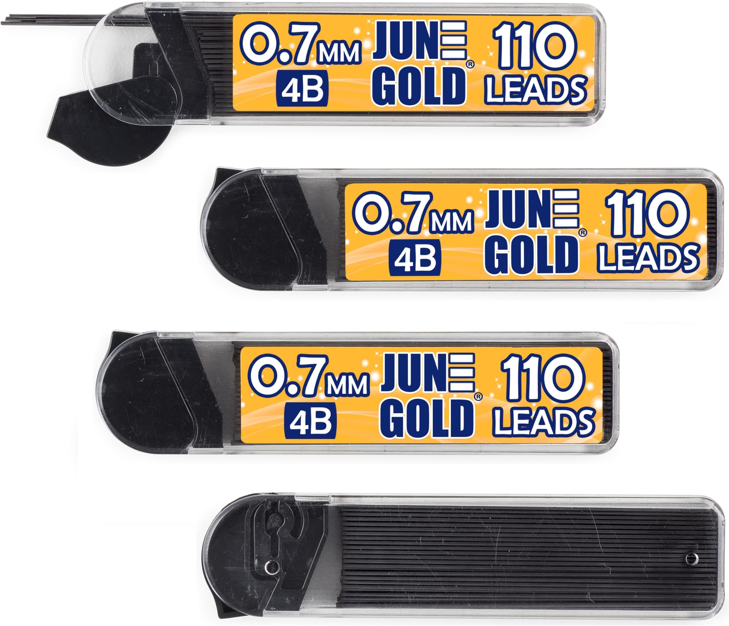 440 Pieces, 0.7 mm 4B Lead Refills, 110 Pieces Per Dispenser, Medium Thickness, Break Resistant Lead/Graphite (Pack of 4 Dispensers)