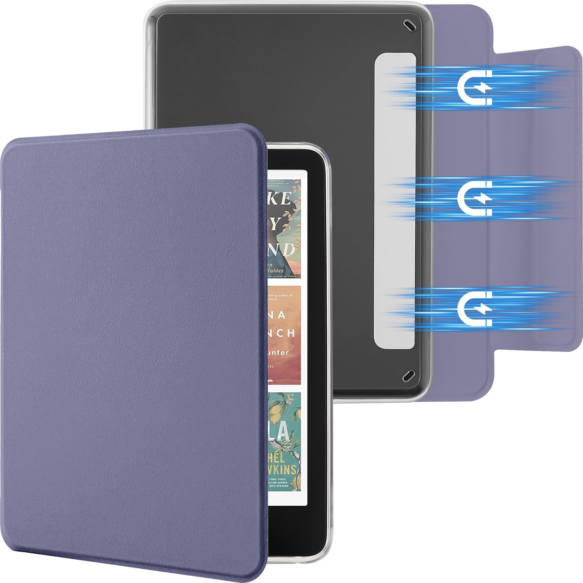 SESENSE Abnehmbare magnetische Schutzhülle für Kindle 15,2 cm (6 Zoll) Kindle 2024 und 2022 (11 Generation), schlanke PU-Schale mit automatischer Wake/Sleep-Funktion, Lavendelviolett