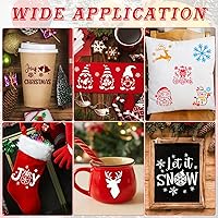 Vista 3 de 80 Piezas Plantillas de Navidad de 3 x 3 Pulgadas para Pintar sobre Madera, Plantillas Reutilizables de Feliz Navidad con Adornos y Copos de Nieve