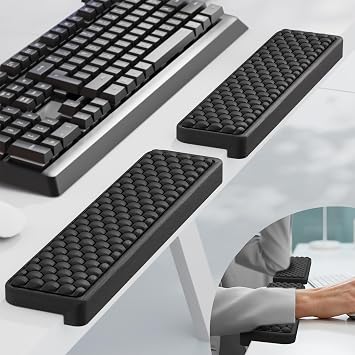 MEKASS L-Shaped Desk Elbow Pad for Desk, Memory Foam Elbow Support Padding with Non-Slip, 2-Piece Ergonomic Desk Edge Cushion, Wrist Comfort Support for Office Home Honeycomb Texture