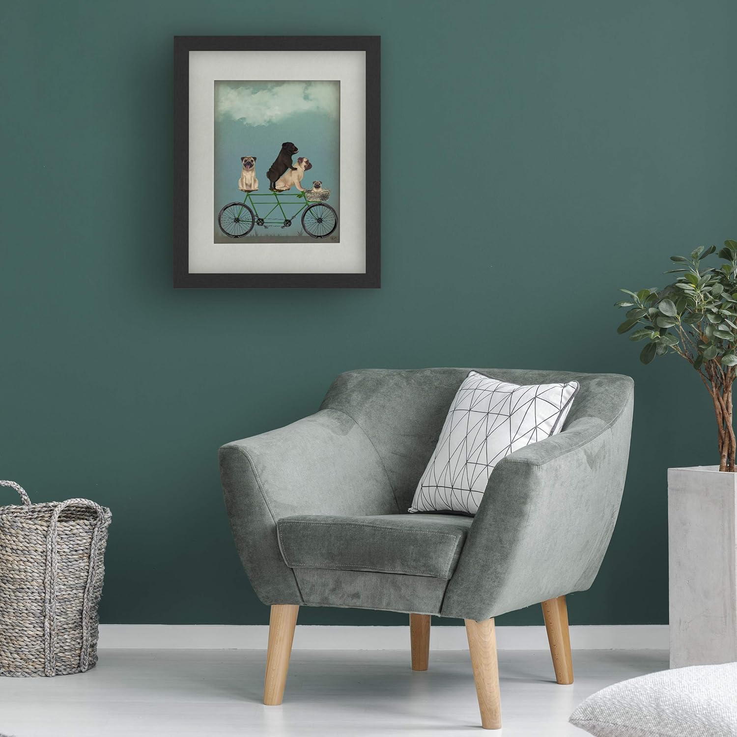 Trademark Fine Art ' Pug Tandem ' White Matted Black Frame by Fab Funky 11x14