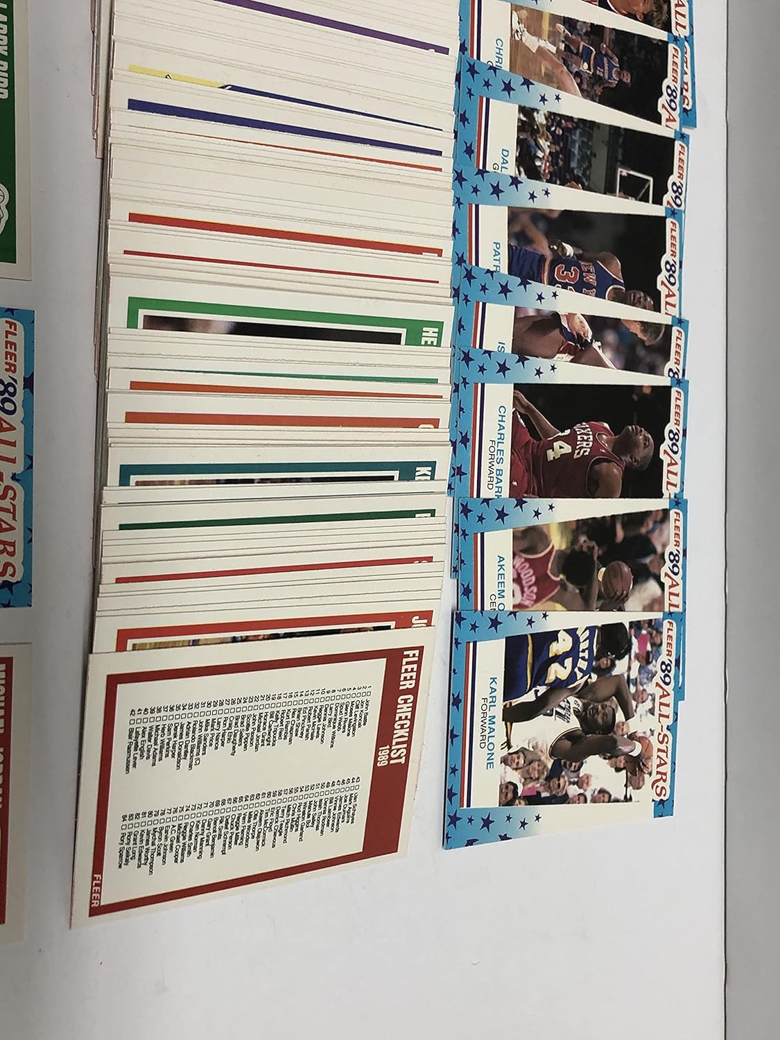 1989-90 FLEER Basketball Complete Set (1-168 plus Sticker Set) with Two Magic Johnson, Two Larry Bird, Two Michael Jordan cards (Nrmt condition)