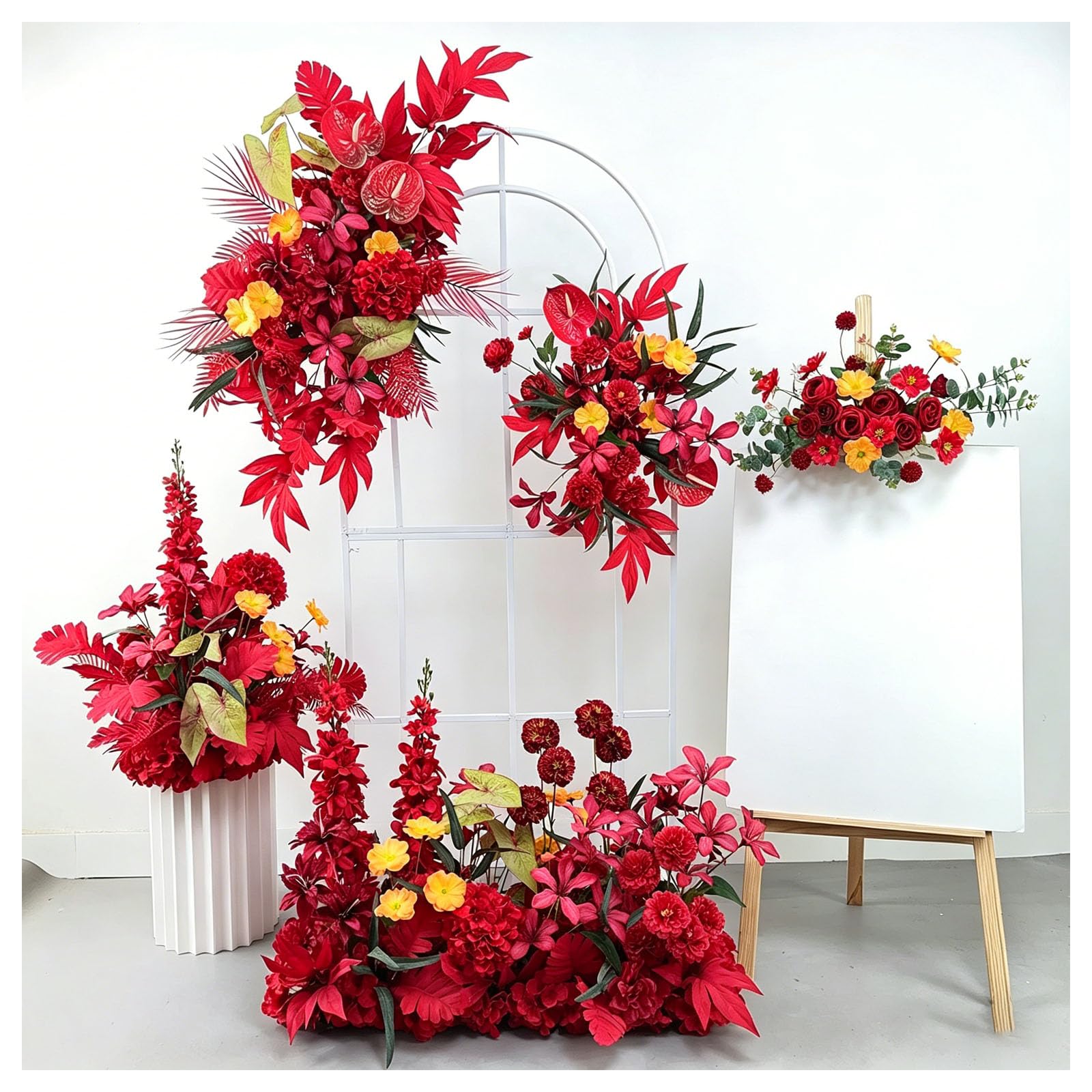 Multiple Styles Artificial Flowers, Hanging Floral Decor Wedding Aisle Flowers, Floor Runner Flowers, For Wedding Reception, Ceremony Backdrop, Hotel Decoration, Window Displ(Size:5-piece set,Color:F)