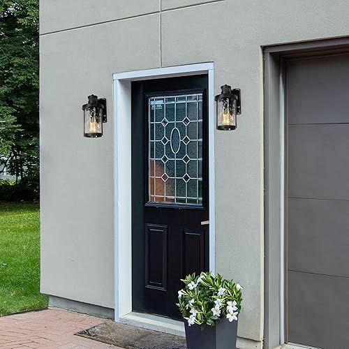 Miniatura 4 de classy leaves Lámpara de exterior del anochecer al amanecer, con sensor de movimiento, para montaje en pared, color negro, para porche al aire