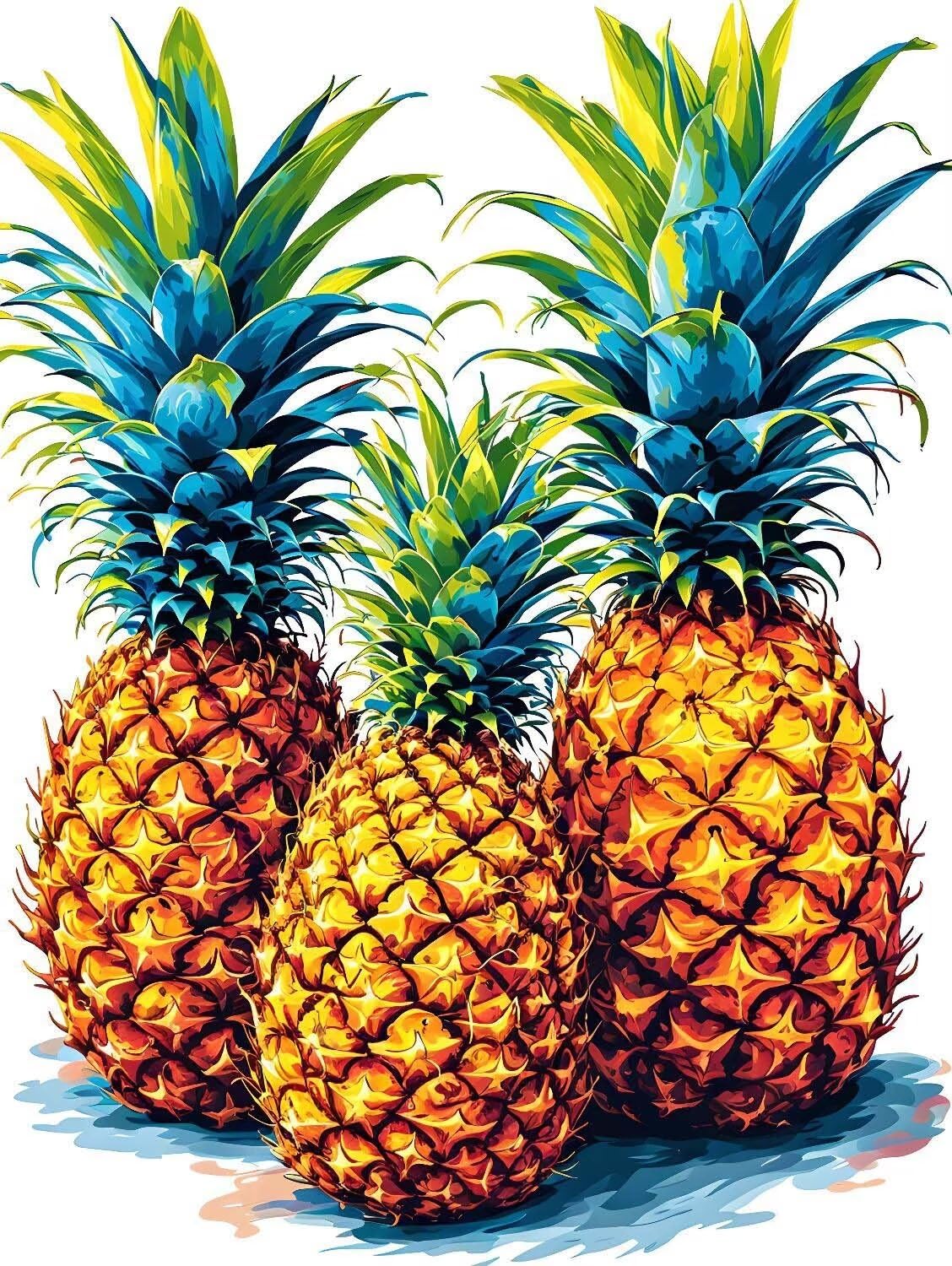 油絵原画　パイナップル 油絵原画 パイナップル 油絵原画 パイナップル 青空に映える