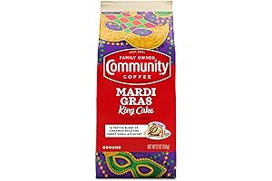 Community Coffee Mardi Gras King Cake Flavored Medium Roast Ground Coffee, 12 Ounces