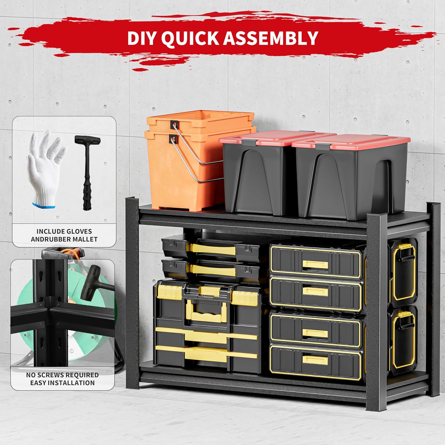 Storage Shelves with Pegboard,Heavy Duty Garage Shelving Units and Storage,Metal Shelving Adjustable Shelves,Garage Storage Rack,Industrial Utility Organization