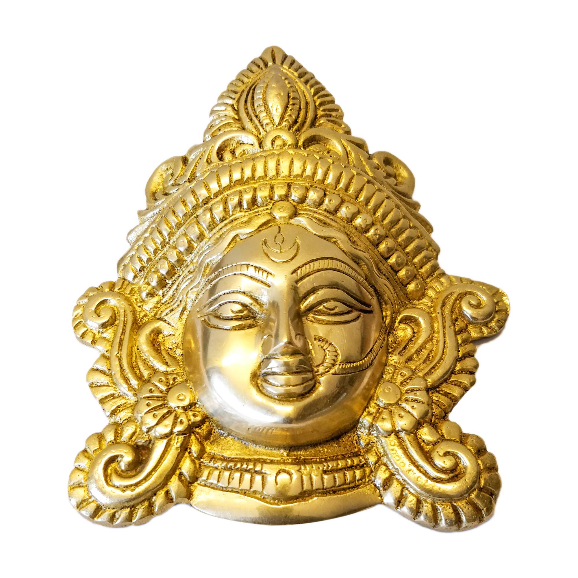 GURU JEE™ Brass Maa Durga Face Idol MATA Rani Ma Durga Wall Decor Durga MATA Face Statue for Home Decor Puja Temple Mandir Showpiece Gifts - Image 2 thumbnail