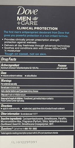 Miniatura 2 de Dove Desodorante para hombres+Care, antitranspirante de protección clínica 96H, Clean Comfort, paquete de 4 – Prescription Strength Protección