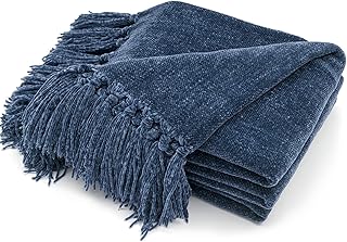 RECYCO Throw Blanket Soft Cozy Chenille Throw Blanket with Fringe Tassel...
