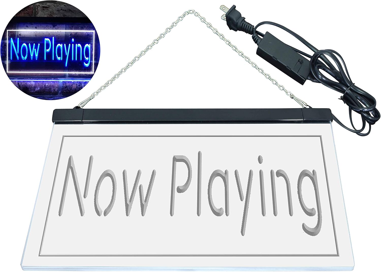 ADVPRO Now Playing Movie Night Home Theater Illuminated Dual Color LED Neon Sign White & Blue 16" x 12" st6s43-i0864-wb