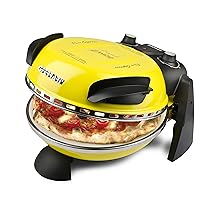 G3 Ferrari G10006 Pizza Express Delizia, Forno Pizza, 1200 W, Termostato regolabile 400°C, Pizza fragrante in 5 minuti, Doppia resistenza riscaldante, Ricettario e Palette inclusi, Giallo